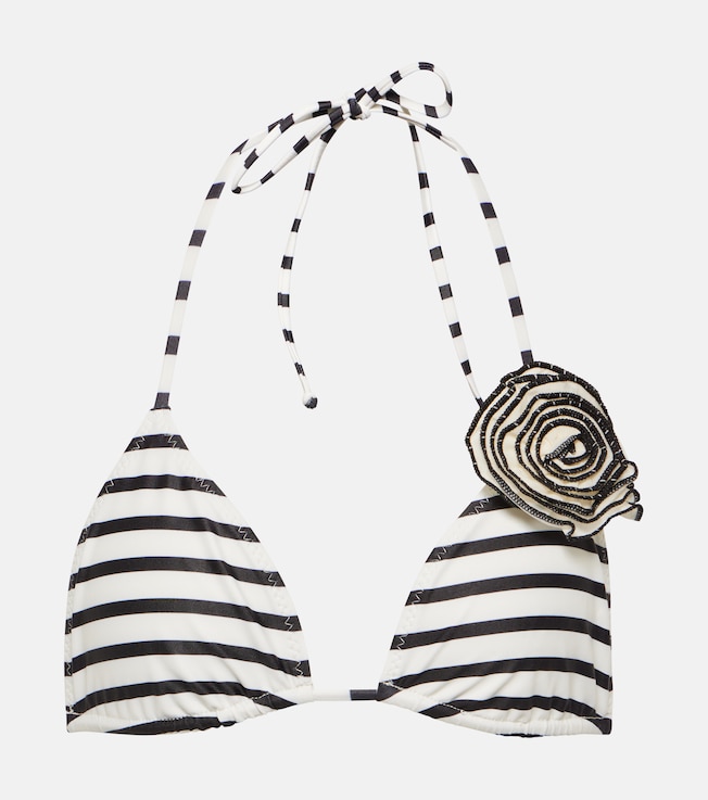 Rose floral-appliqué triangle bikini top | Same