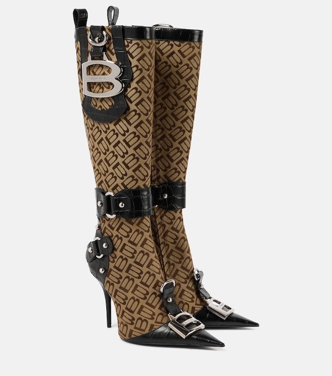 Essex leather-trimmed knee-high boots | Balenciaga
