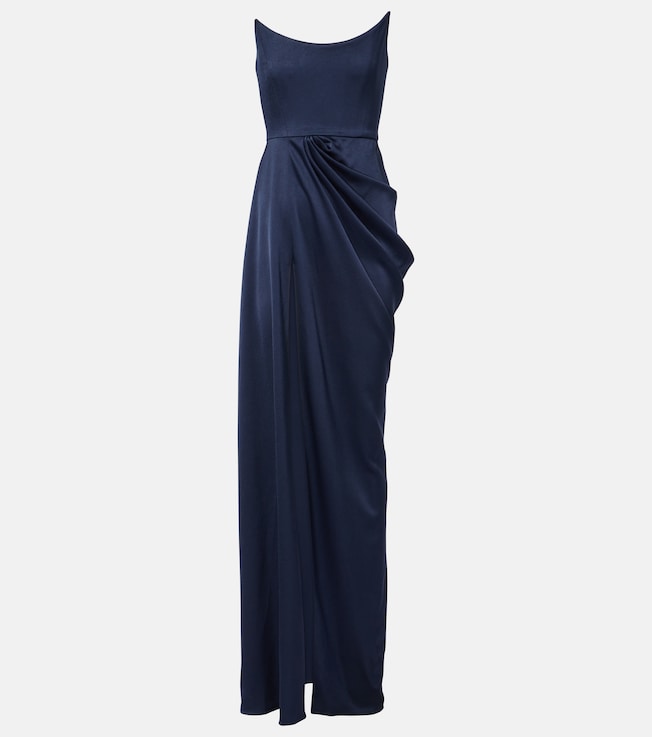 Draped satin bustier gown | Alex Perry