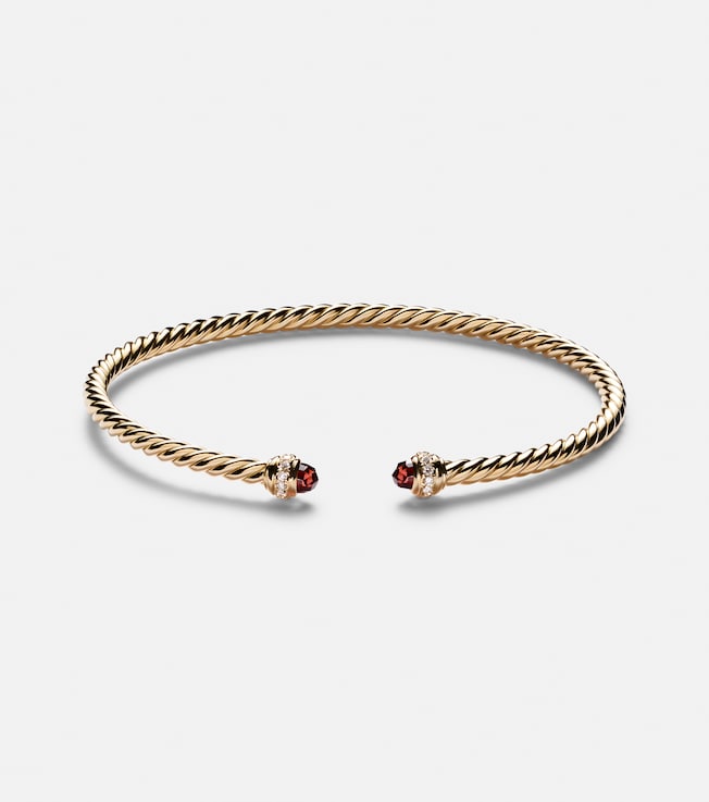 Cablespira® Flex 18kt gold cuff bracelet with garnets and diamonds | David Yurman