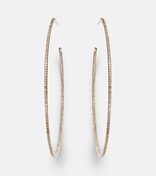 XL 18kt yellow gold hoop earrings with diamonds | Shay Jewelry