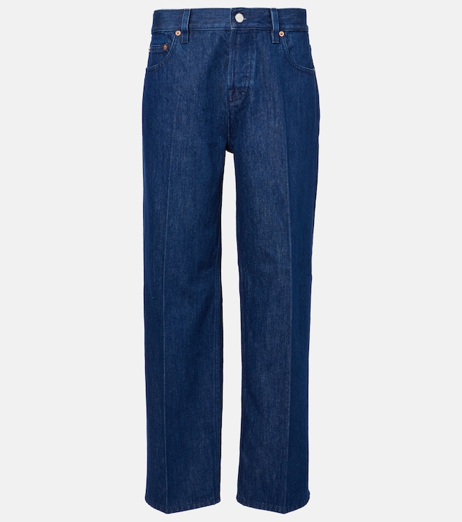Leather-trimmed straight jeans | Gucci