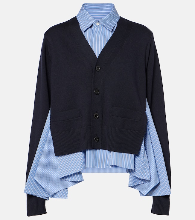 Cotton-blend poplin cardigan | Sacai