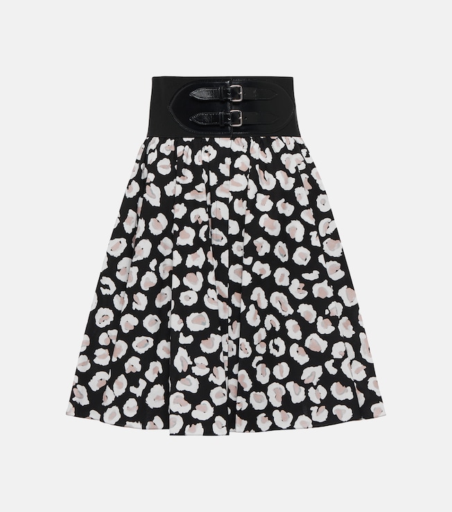 Floral cotton leather-trimmed miniskirt | Alaïa