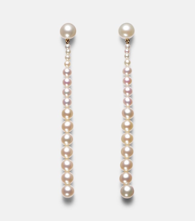 Piazza 18kt gold drop earrings with freshwater pearls | Sophie Bille Brahe