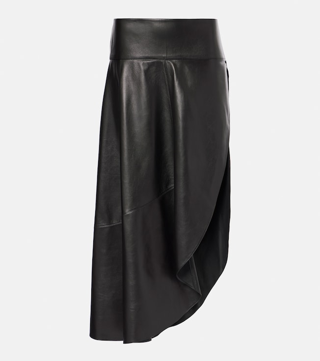 Asymmetric leather midi skirt | Alaïa