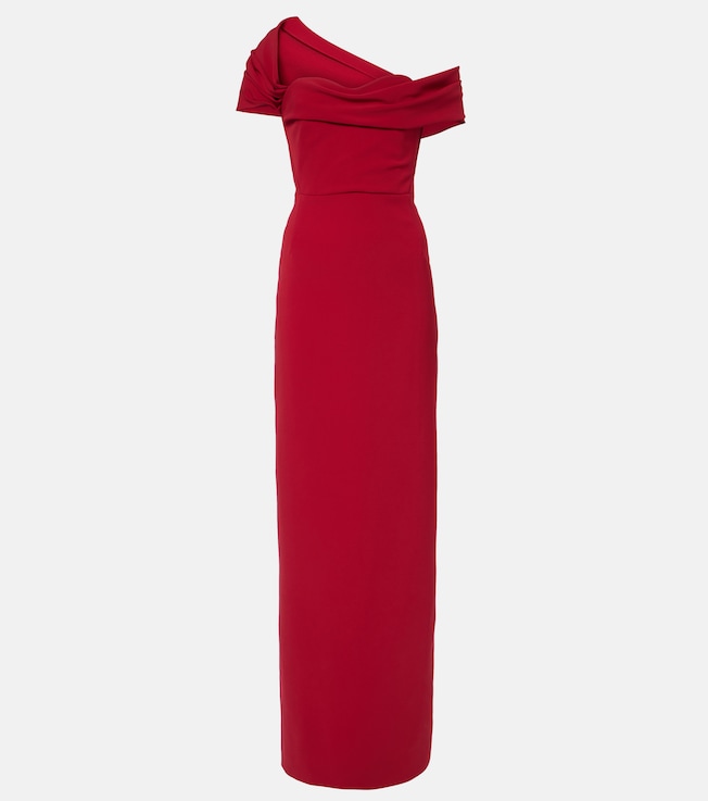 Draped off-shoulder crêpe gown | Carolina Herrera