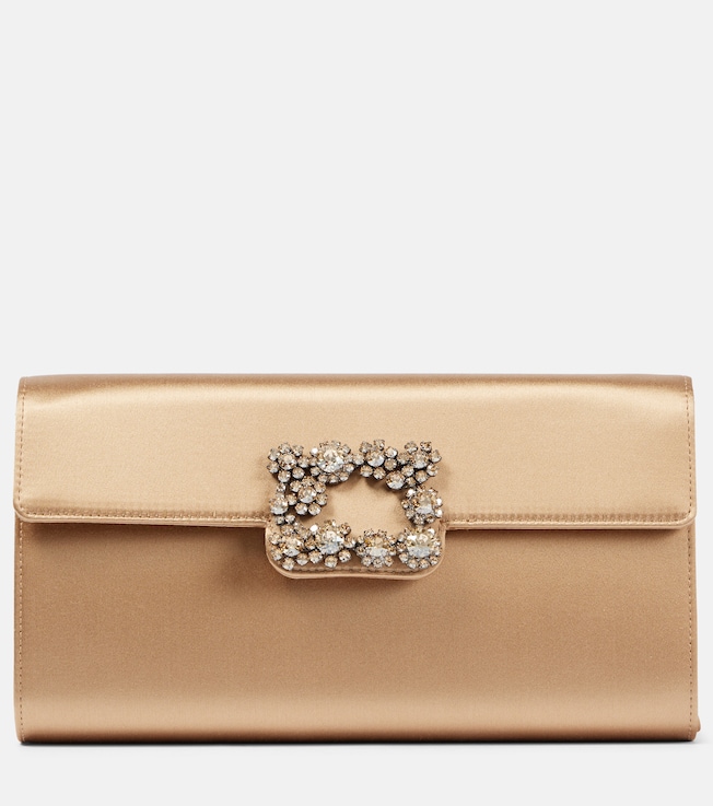Efflorescence embellished satin clutch | Roger Vivier