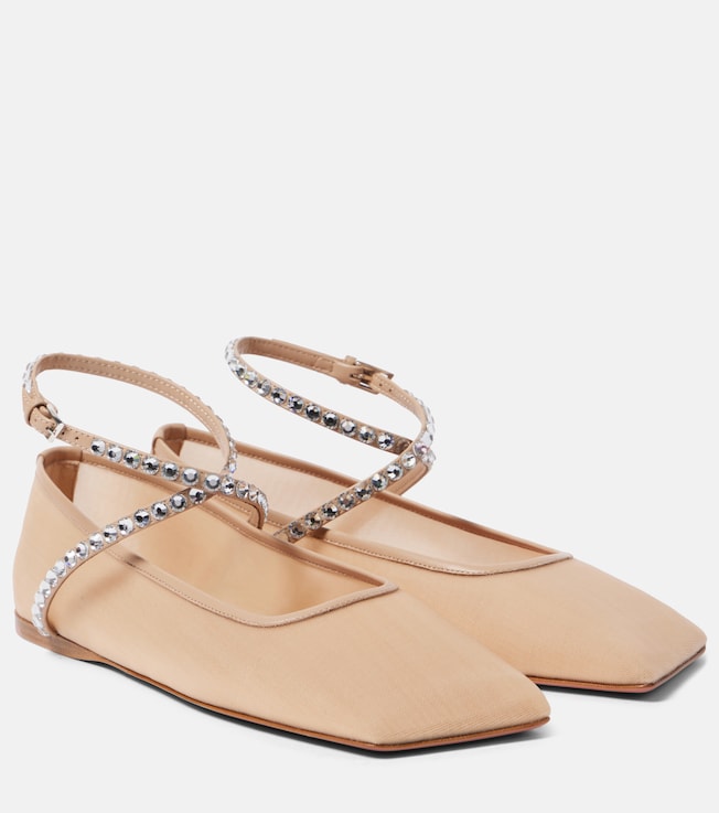 Ane embellished mesh ballet flats | Amina Muaddi