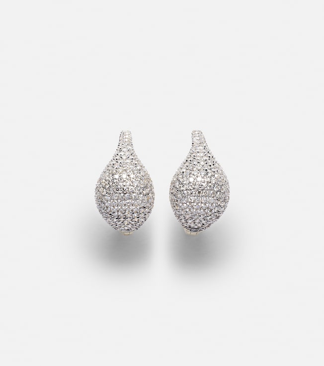 10kt gold hoop earrings with diamonds  | Stone and Strand