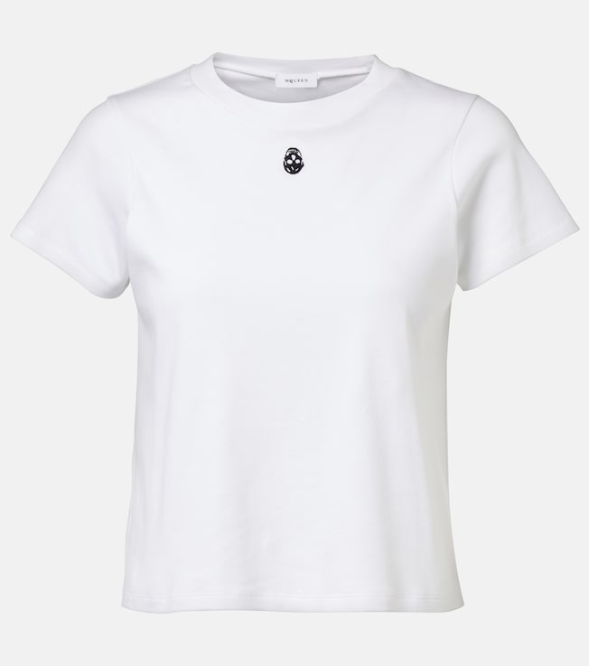 Skull cropped cotton T-shirt | McQueen