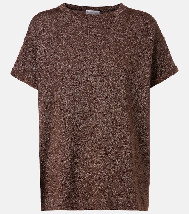 Cashmere and silk-blend lamé top | Brunello Cucinelli