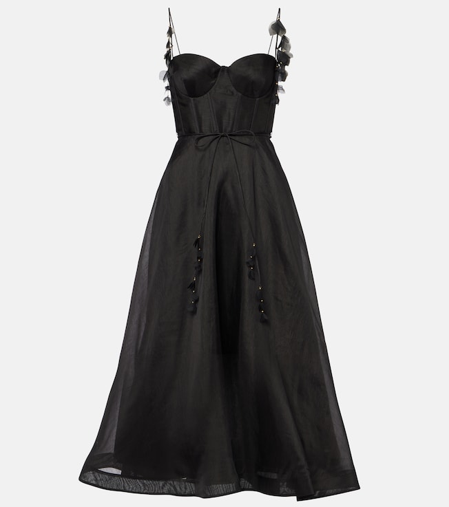 Natura floral linen and silk bustier dress | Zimmermann