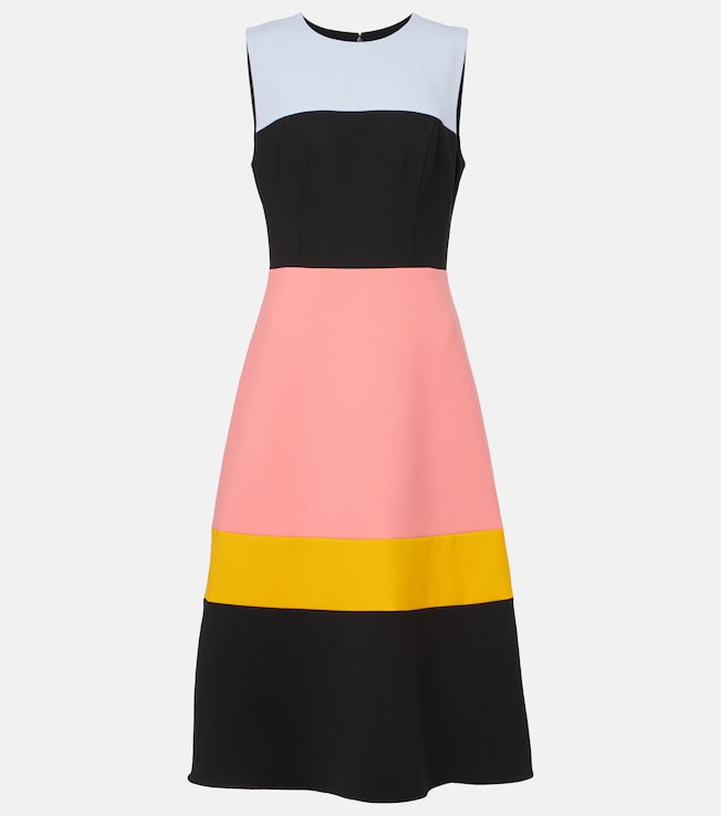 Colorblocked wool-blend midi dress | Carolina Herrera
