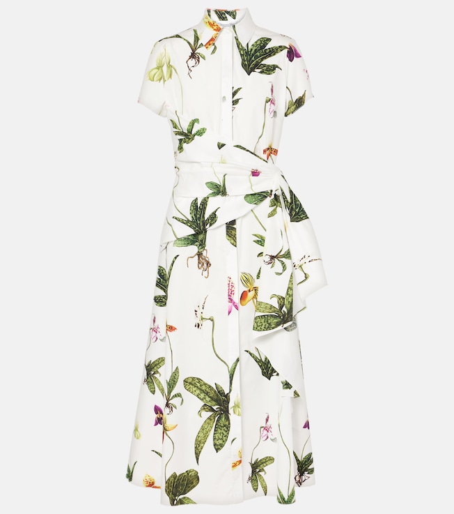 Orchid gathered poplin midi dress | Oscar de la Renta