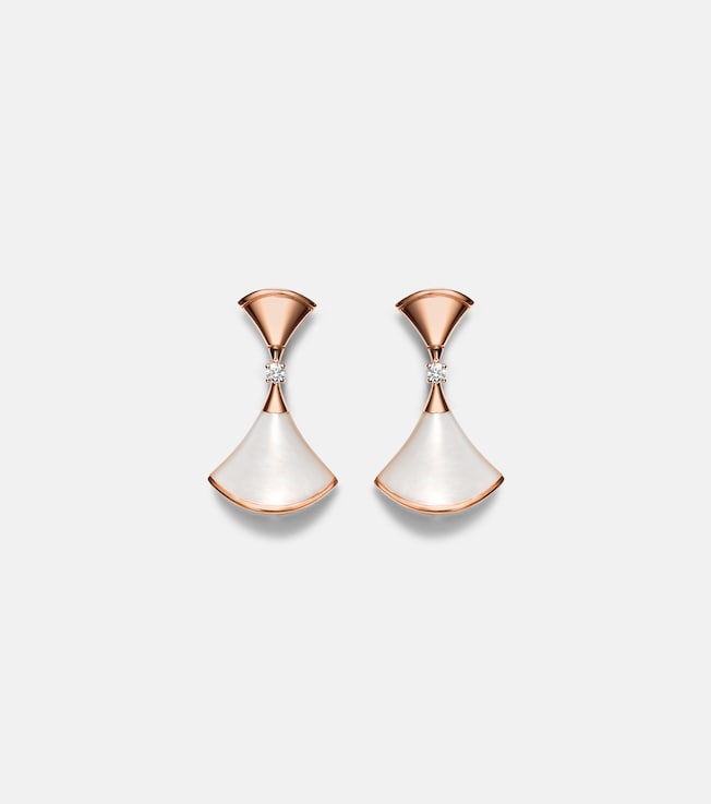 Diva's Dream 18kt rose gold drop earrings with diamonds and mother-of-pearl | Bvlgari