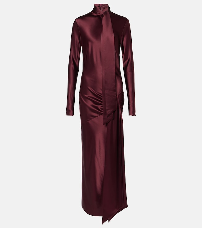 Emilie tie-neck satin maxi dress | Galvan