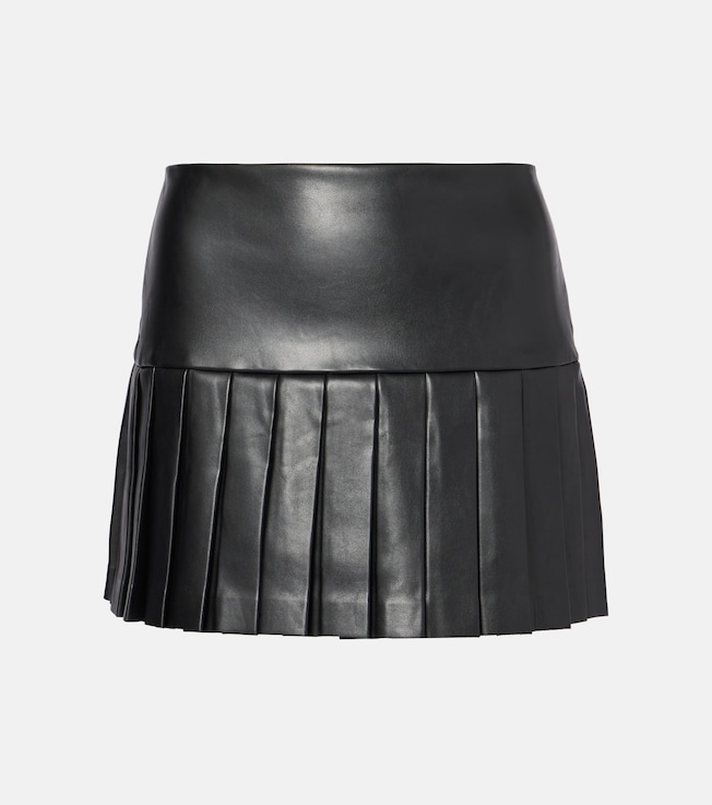 Pleated faux leather miniskirt | Norma Kamali