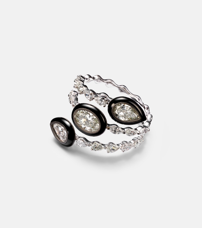 Saturn 18kt white gold ring with diamonds  | Kamyen