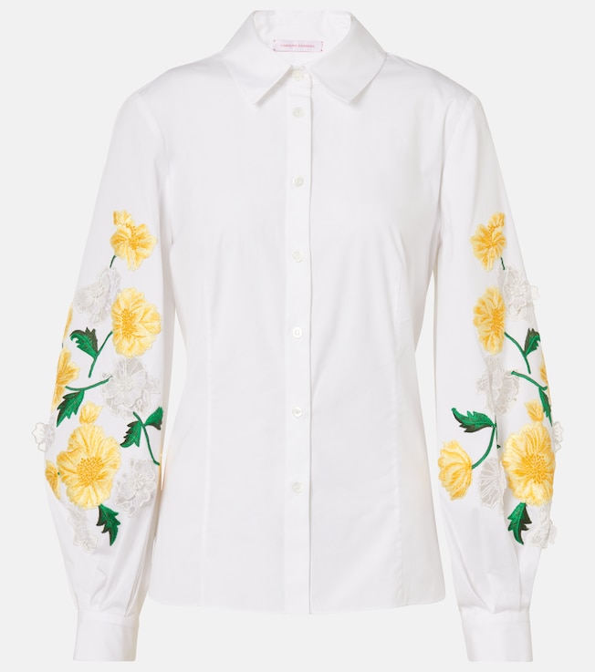 Floral cotton-blend poplin shirt | Carolina Herrera