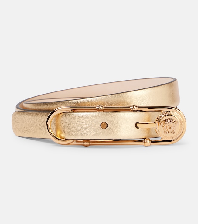 Safety Pin metallic leather belt | Versace