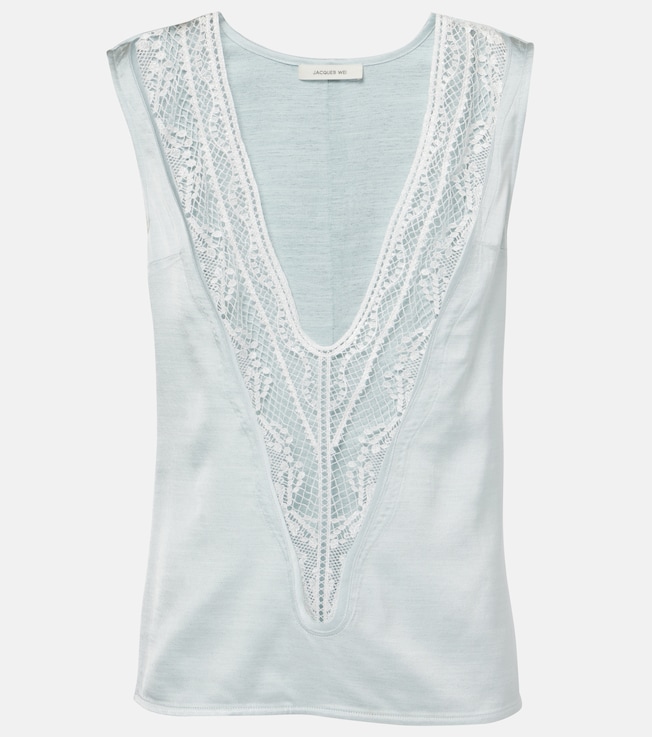 Paneled lace-trimmed top | Jacques Wei