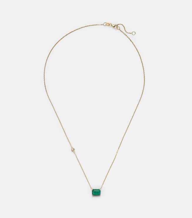 18kt yellow gold necklace with emerald and diamond | Shay Jewelry