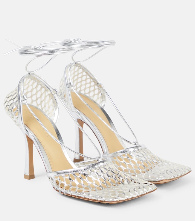 Stretch leather-trimmed mesh pumps | Bottega Veneta
