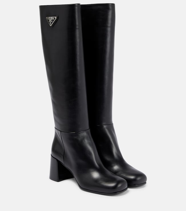 Leather knee-high boots | Prada