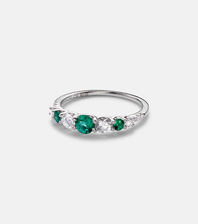 Classics 18kt white gold ring with emeralds and diamonds | Bucherer Fine Jewellery