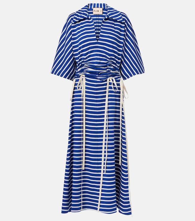 Striped cotton jersey midi dress | Plan C