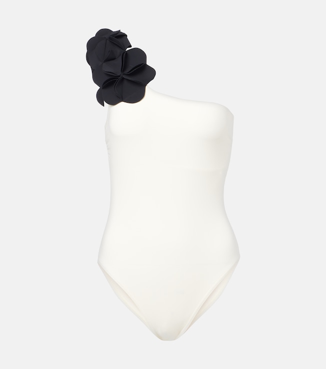 Tess floral-appliqué one-shoulder swimsuit | Karla Colletto