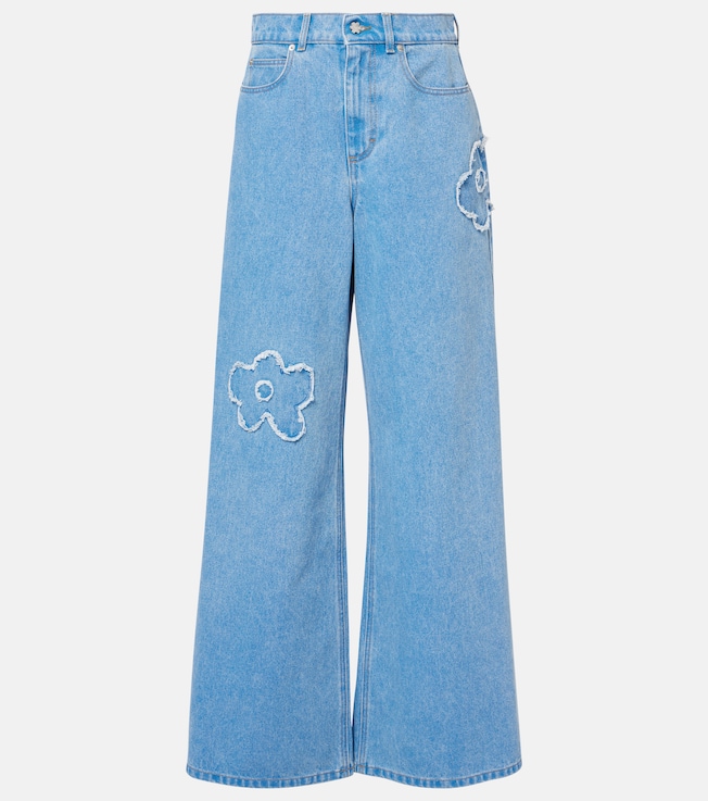 Patch-appliqué wide-leg jeans | Marni